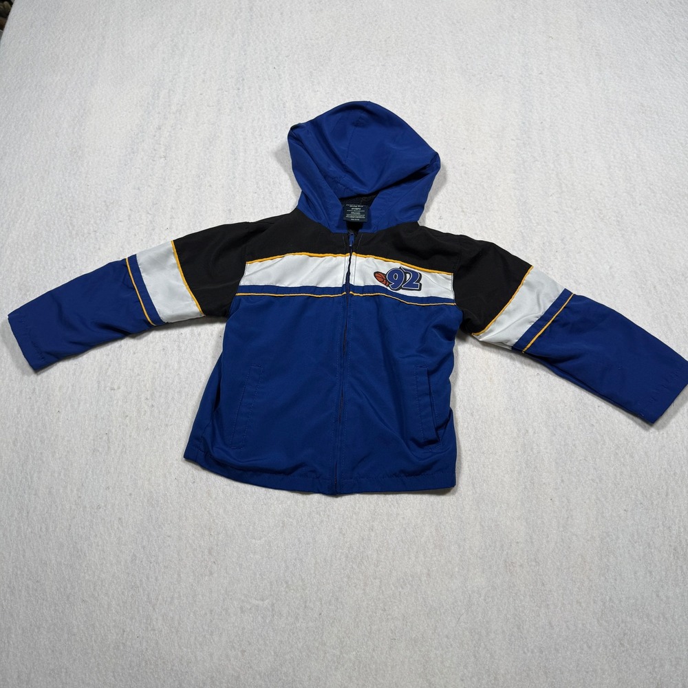 Faded Glory Boys Blue Colorblock Hooded Windbreaker Jacket 4T Basketball